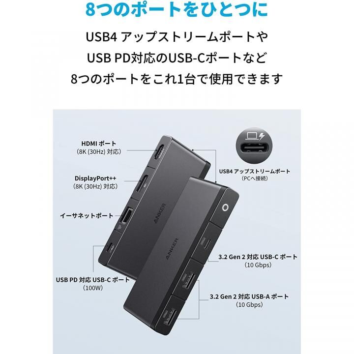 Anker 556 USB-C ハブ 8-in-1 USB4