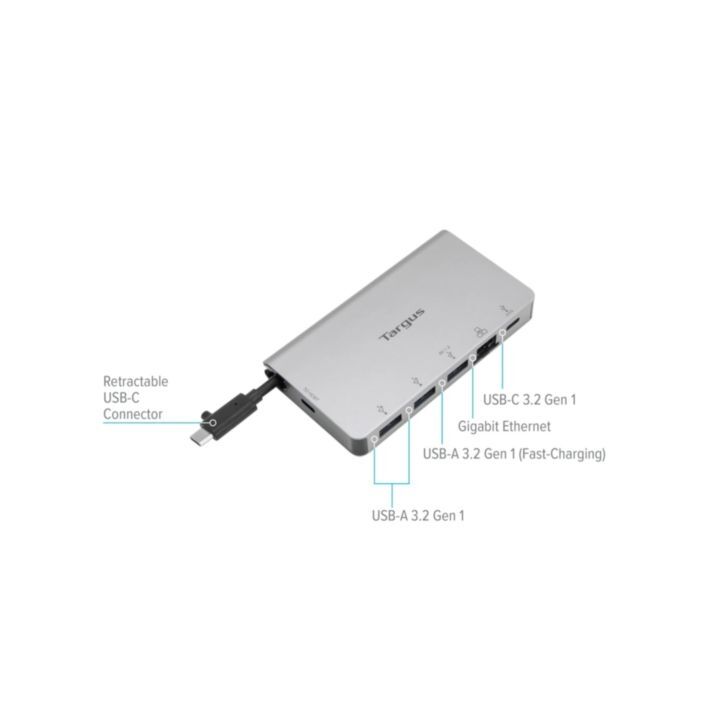Targus USB-C Multi-Port Hub Ethernet Adapter 100W Power Delivery USB-C