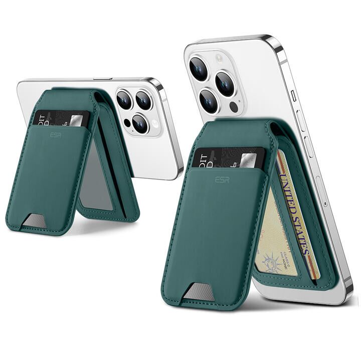 ESR HaloLock Vegan Leather Wallet Stand Green Suede_1