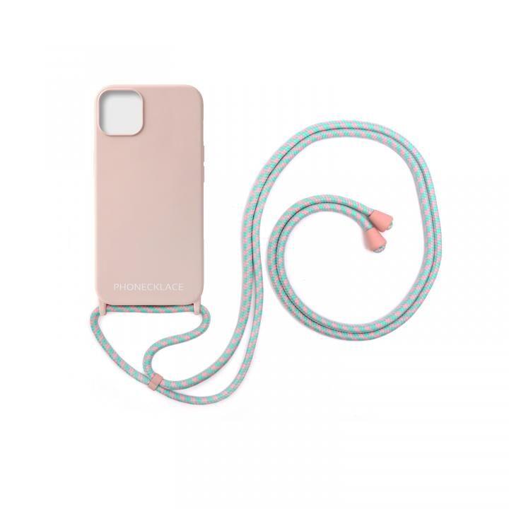 PHONECKLACE ロープネックストラップ付きシリコンケース パウダーピンク iPhone 13_1
