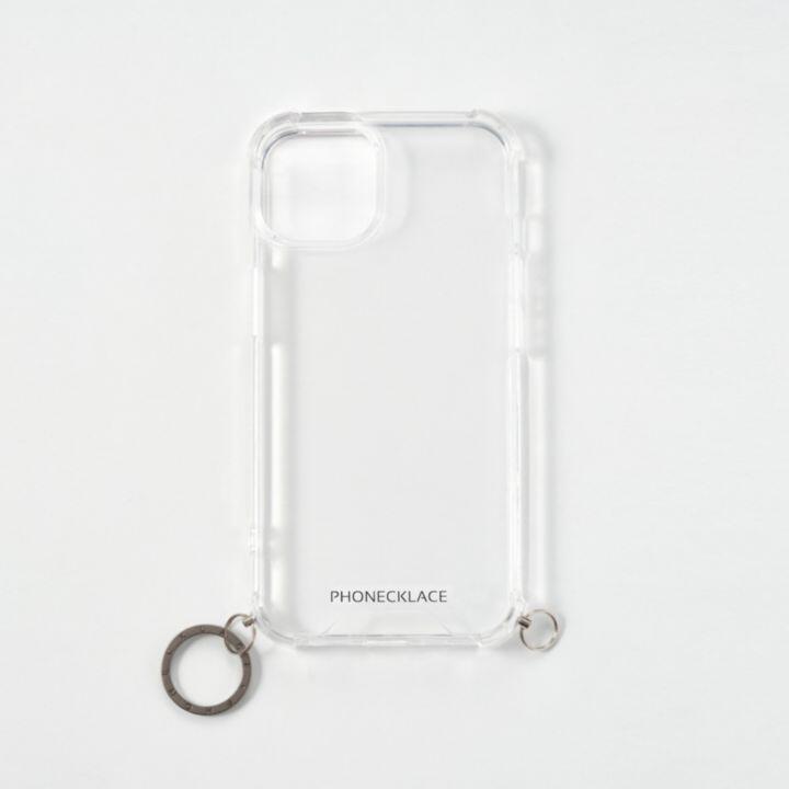 PHONECKLACE ストラップ用リング付きクリアケース ガンブラックチャーム iPhone 14_1