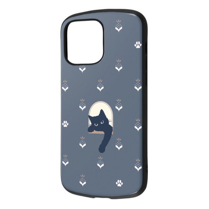 イングレム 耐衝撃ケース MiA-collection ネコ ネイビー iPhone 14 Pro Max_1