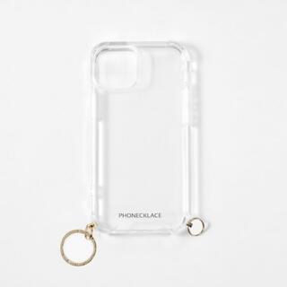 PHONECKLACE ストラップ用リング付きクリアケース ガンブラックチャーム iPhone 14