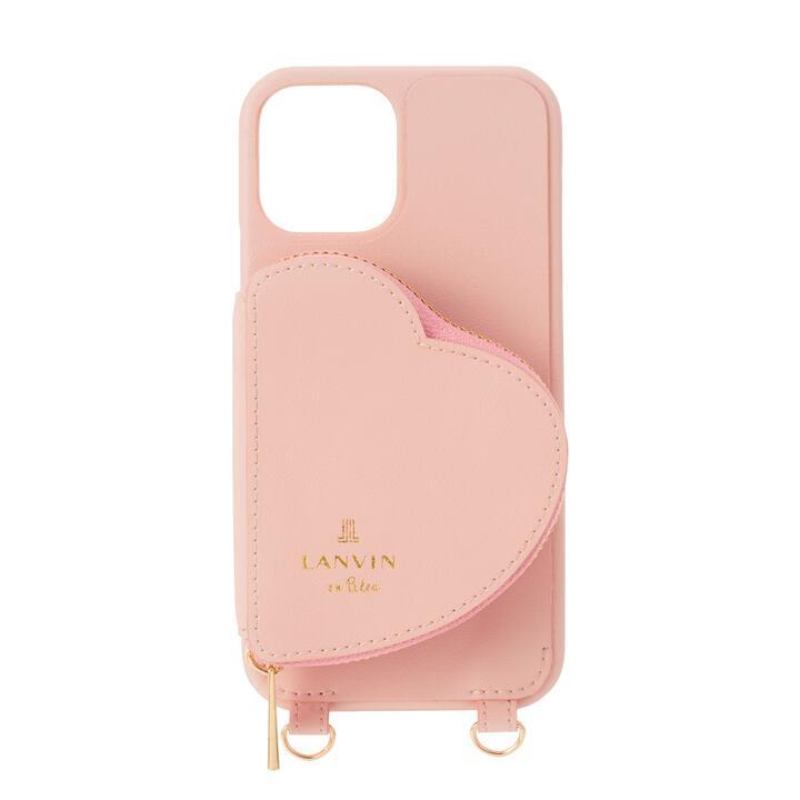 LANVIN en Bleu Wrap Case Pocket Simple Heart Pearl Neck Strap Sweet Pink iPhone 13 mini_1