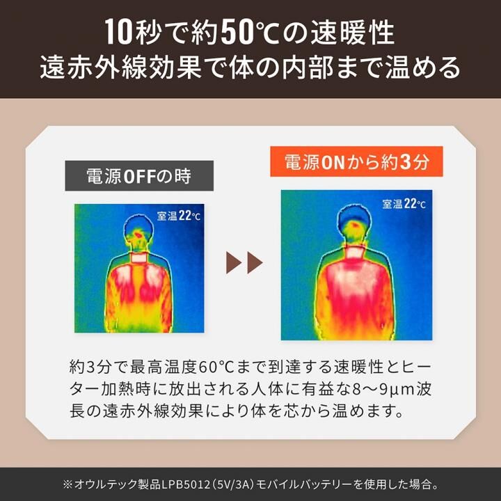 丸洗い洗濯可能 薄いのに暖かい ヒーティングベスト XLサイズ