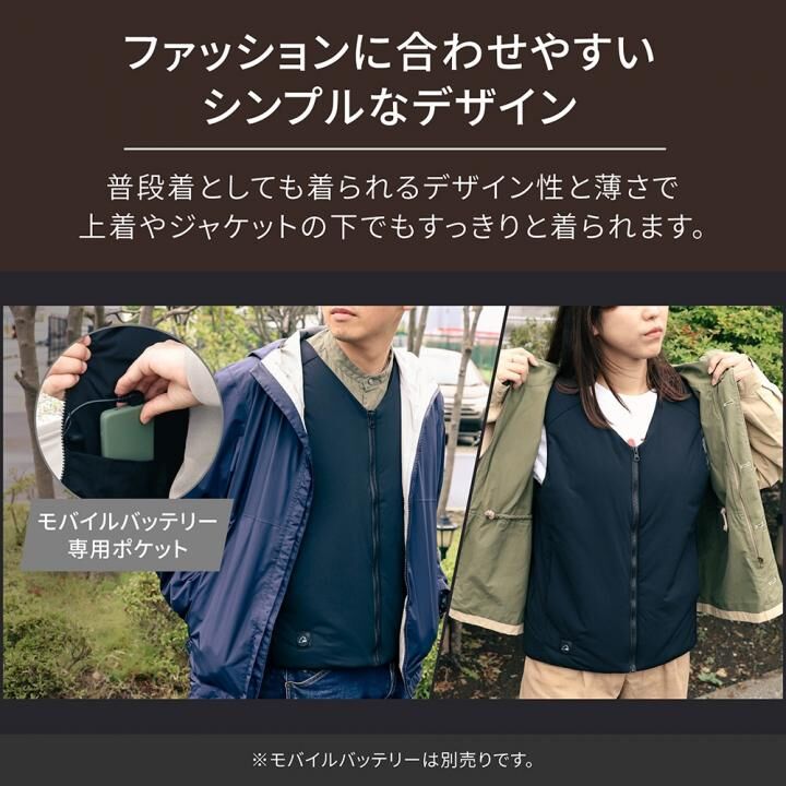 丸洗い洗濯可能 薄いのに暖かい ヒーティングベスト XLサイズ