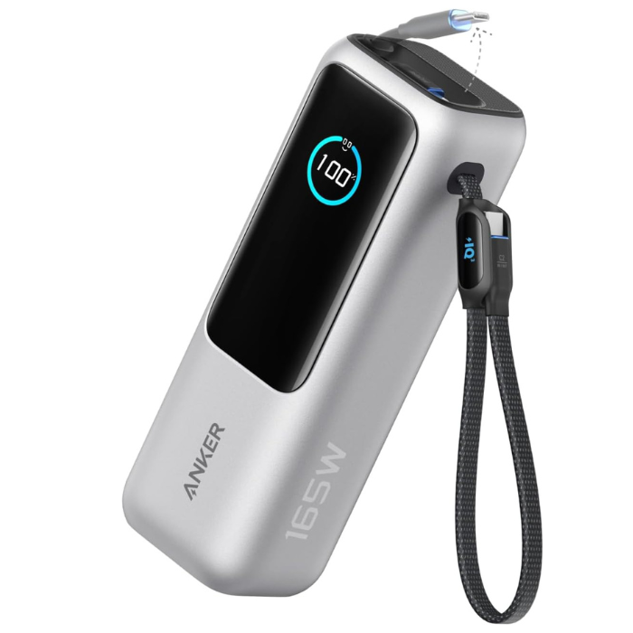 Anker Power Bank (25000mAh, Built-In & 巻取り式USB-Cケーブル)
