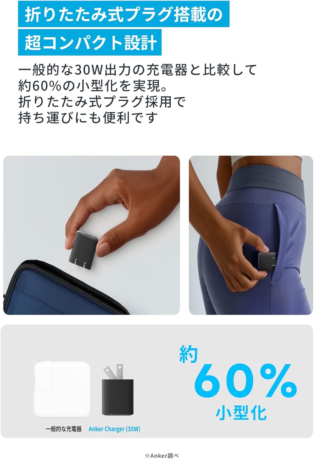 Anker Nano Charger (35W) with USB-C & USB-C ケーブル