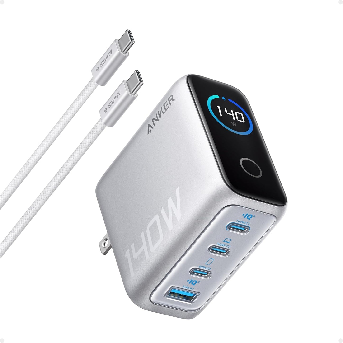 Anker Charger (140W, 4 Ports) with USB-C & USB-C ケーブル
