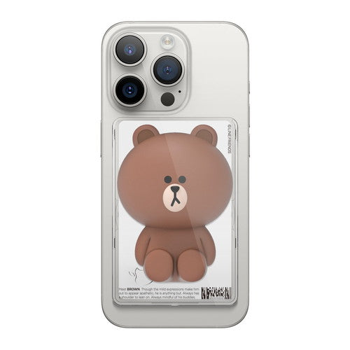 elago LINE FRIENDS Brown & Sally CLEAR CARD POCKET for iPhone with MagSafe