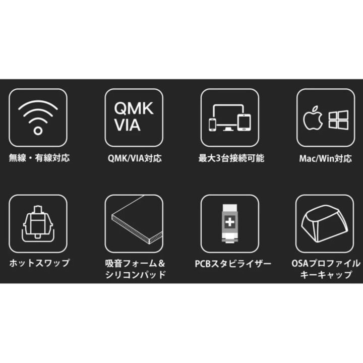 K8 Pro QMK/VIA ワイヤレス・メカニカルキーボード JIS配列 テンキーレス Gateron P Pro スイッチ ホットスワップ