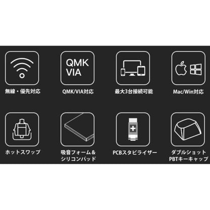 K8 Pro QMK/VIA ワイヤレス・メカニカルキーボード US配列 テンキーレス Gateron P Pro スイッチ ホットスワップ