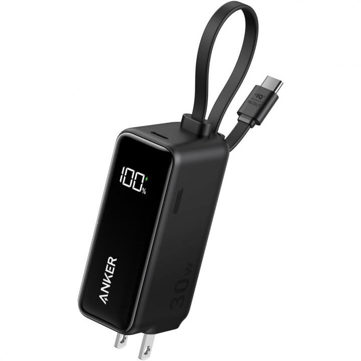 Anker Power Bank (30W, Fusion, Built-In USB-C ケーブル) ブラック_1