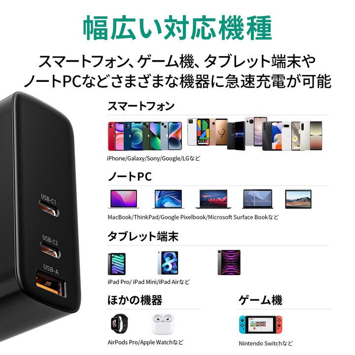AUKEY オーキー USB充電器 Omnia II Mix 140W PD対応 [USB-A 1ポート