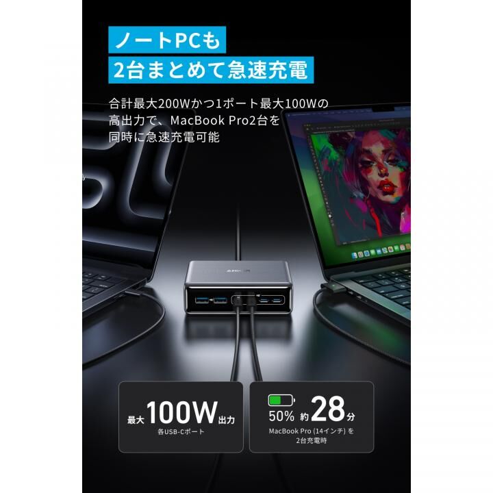 Anker Prime Charger 充電器 (200W, 6 Ports, GaN)