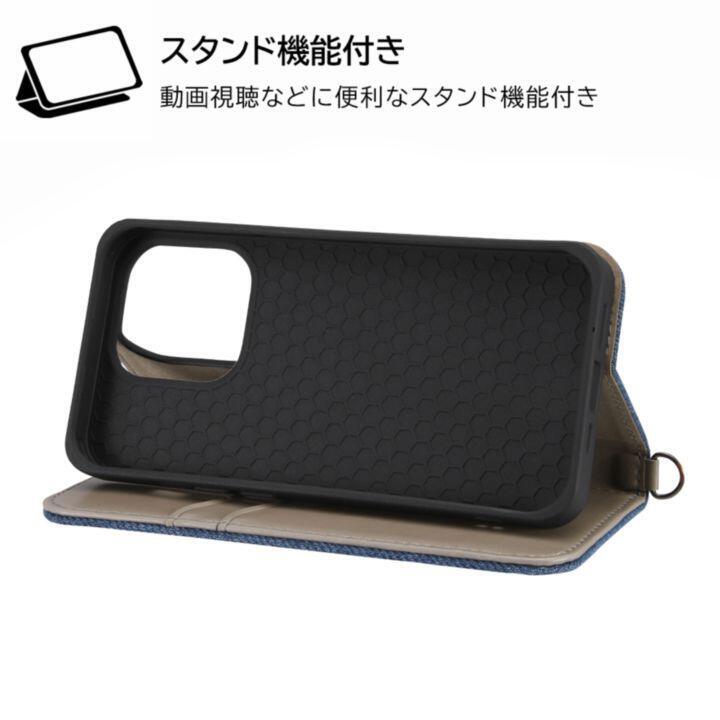 イングレム 耐衝撃 手帳型デニムケース iPhone 14 Pro