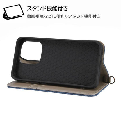 イングレム 耐衝撃 手帳型デニムケース iPhone 14 Pro
