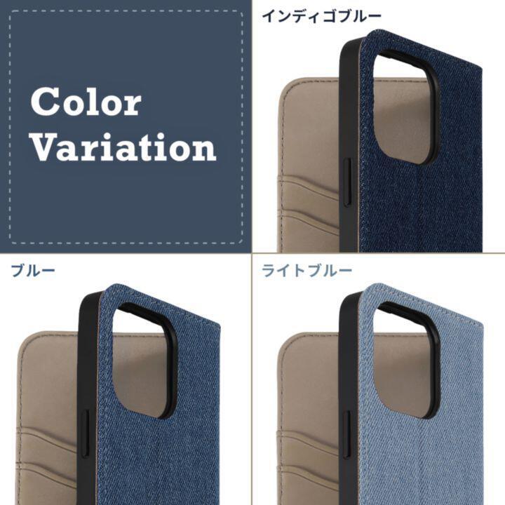 イングレム 耐衝撃 手帳型デニムケース iPhone 14 Pro