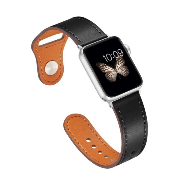 ピンバックル レザー Lite Apple Watch 42/44mm 黒（金具：銀）_1