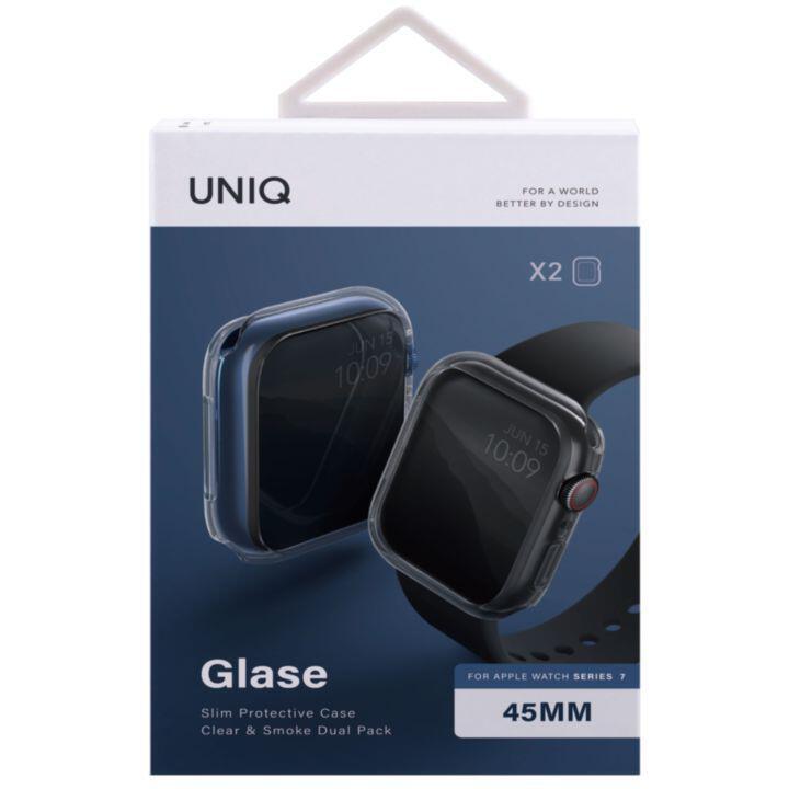 UNIQ GLASE Apple Watch ケース 45mm CLEAR/ SMOKE 2色パック