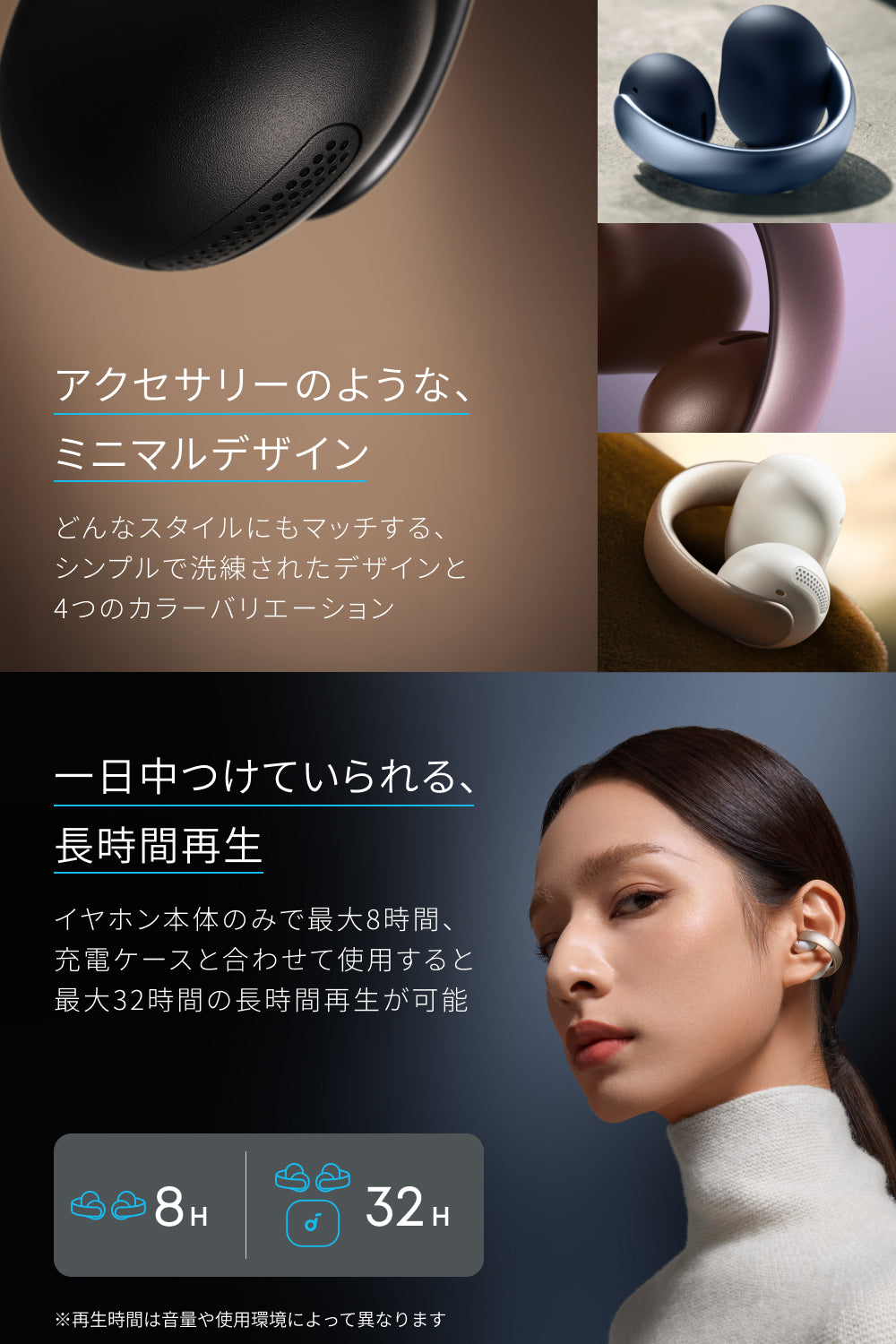 Anker Soundcore AeroClip ミッドナイトブラック フルワイヤレスイヤホン Soundcore AeroClip ミッドナイト