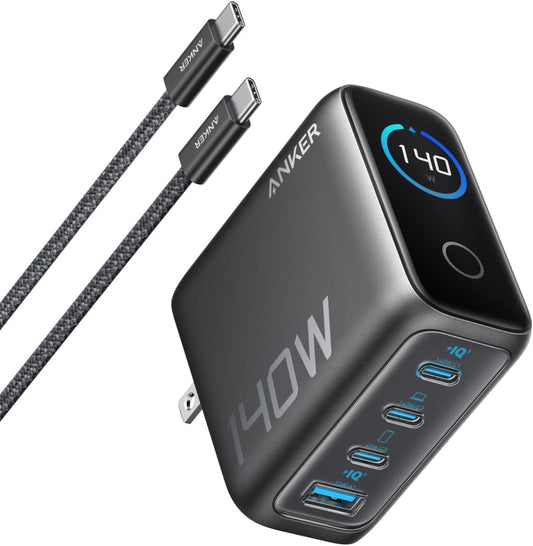 Anker Charger (140W, 4 Ports) with USB-C & USB-C ケーブル