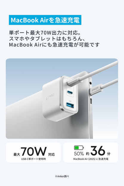 Anker Nano Charger (70W, 3 Ports)
