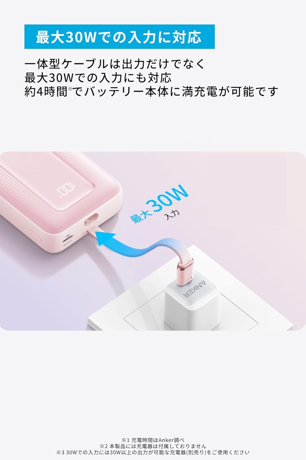 Anker Zolo Power Bank (20000mAh, 45W, Built-In USB-Cケーブル)