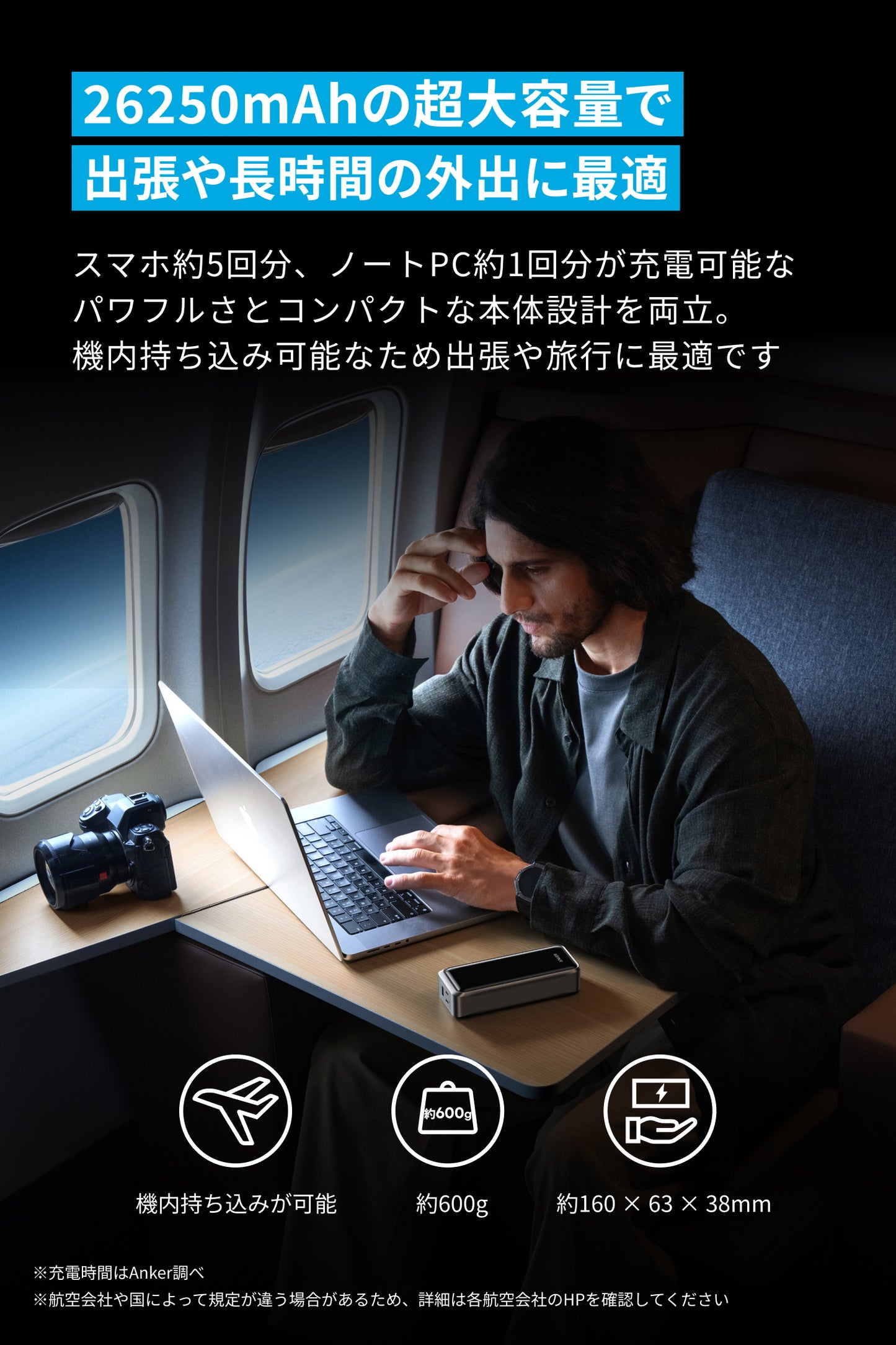 Anker Prime Power Bank (26250mAh, 300W) with Anker Prime Charging Base (150W, 3 Ports) ブラック