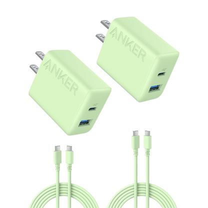 Anker Charger (20W, 2-port) with USB-C & USB-C ケーブル 2個セット