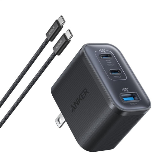 Anker Nano Charger (70W, 3 Ports) with USB-C & USB-C ケーブル ブラック