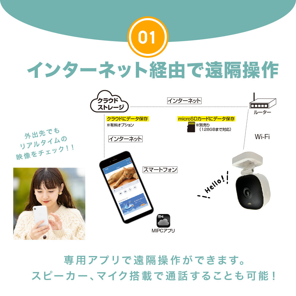 屋内外対応IPカメラ 防水IP65