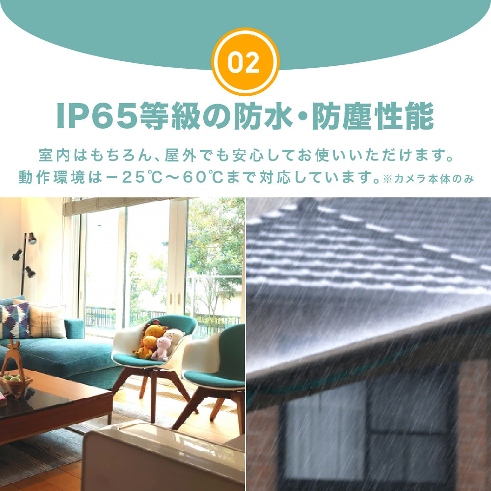 屋内外対応IPカメラ 防水IP65